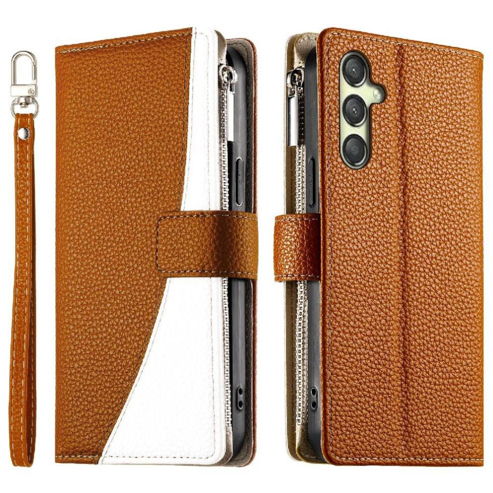 (Brown) Flip Case For Samsung Galaxy A25 5G Leather Case Elegant Wallet Card Slots Brown 764563784721