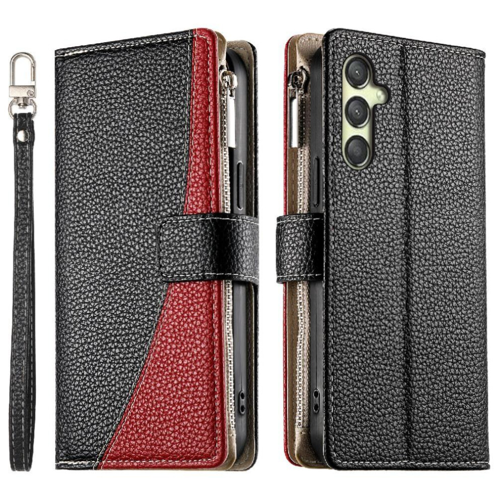 (Black) Flip Case For Samsung Galaxy A25 5G Leather Case Elegant Wallet Card Slots Black 764563784714