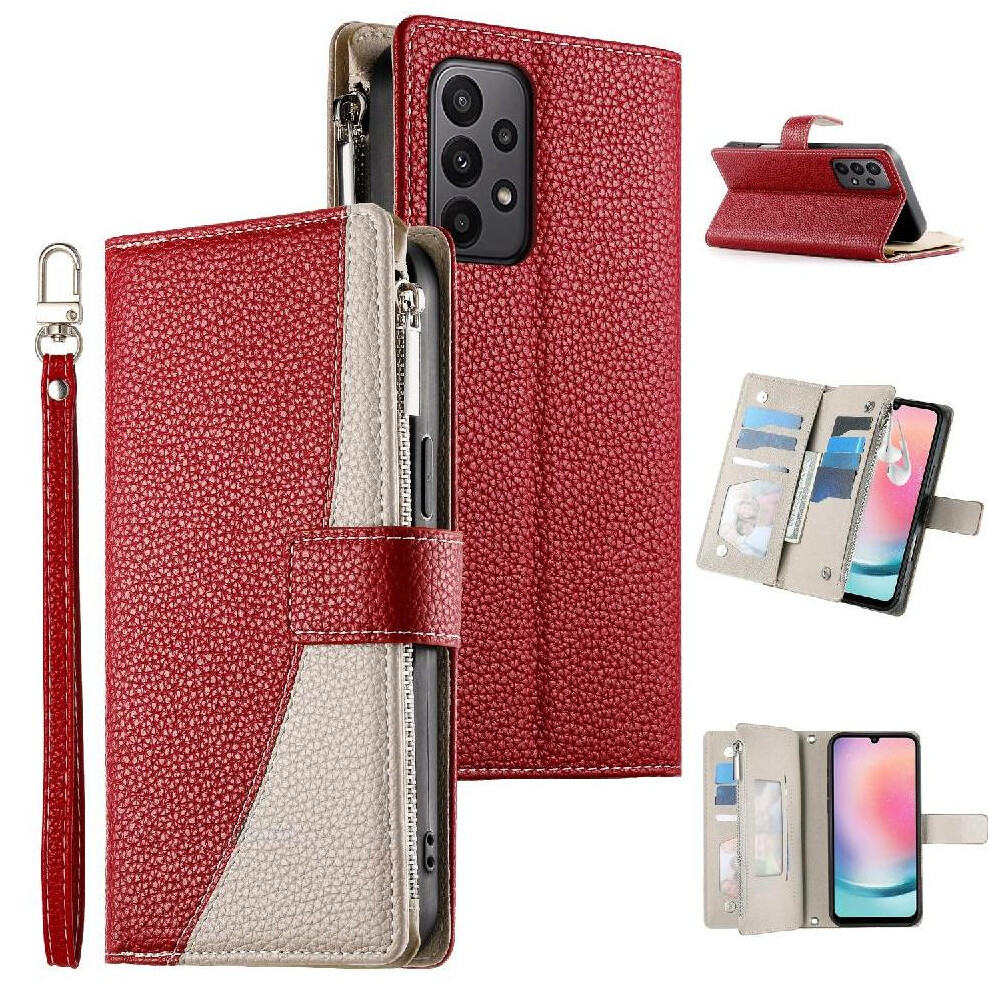 (Red) Flip Case For Samsung Galaxy A23 4G/5G Card Slots Elegant Leather Case Wallet Red 764563784998