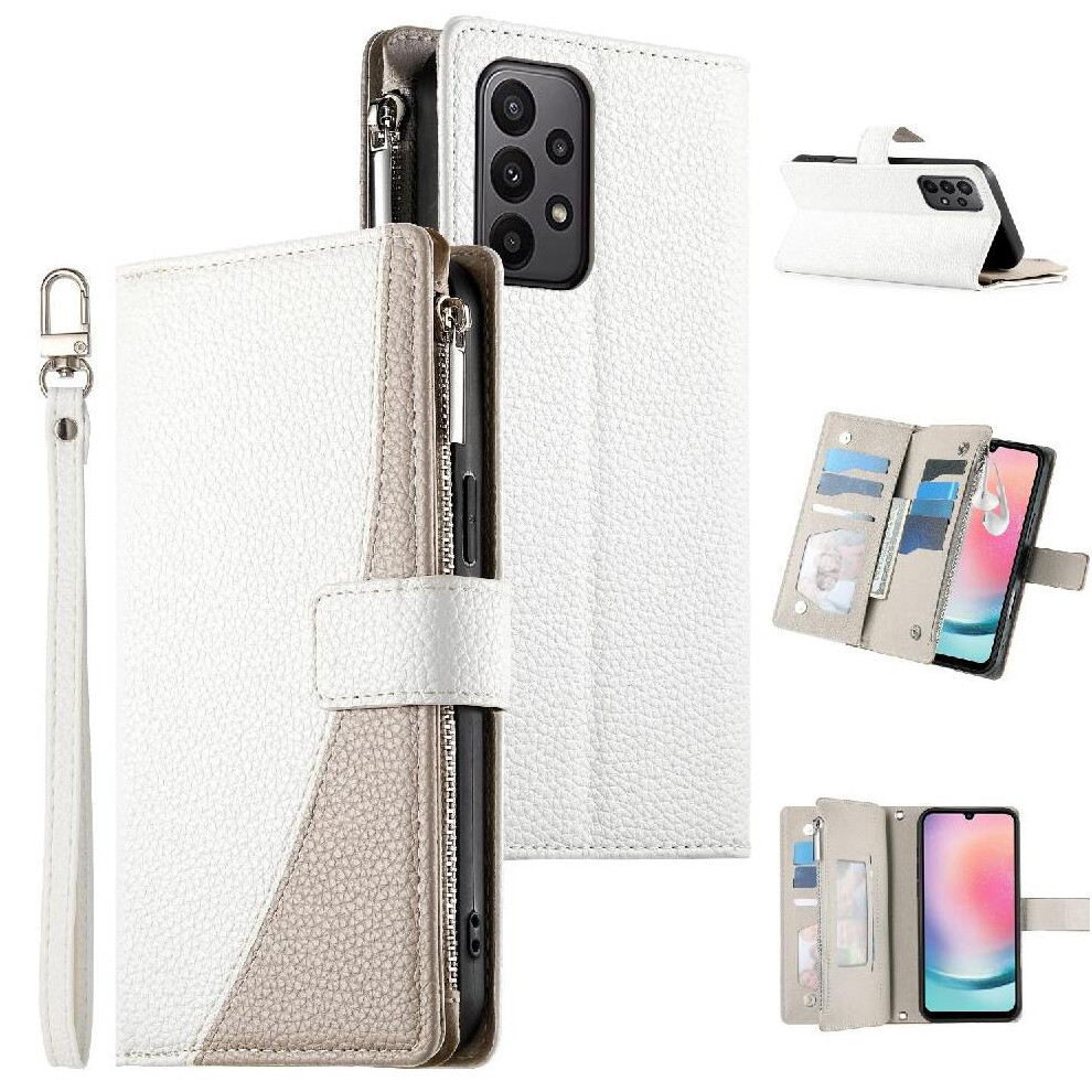 (White) Flip Case For Samsung Galaxy A23 4G/5G Card Slots Elegant Leather Case Wallet White 764563784974