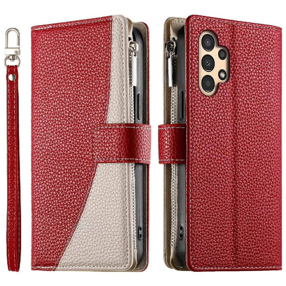 (Red) Flip Case For Samsung Galaxy A13 4G/5G Card Slots Leather Case Wallet Elegant Red 764563785230
