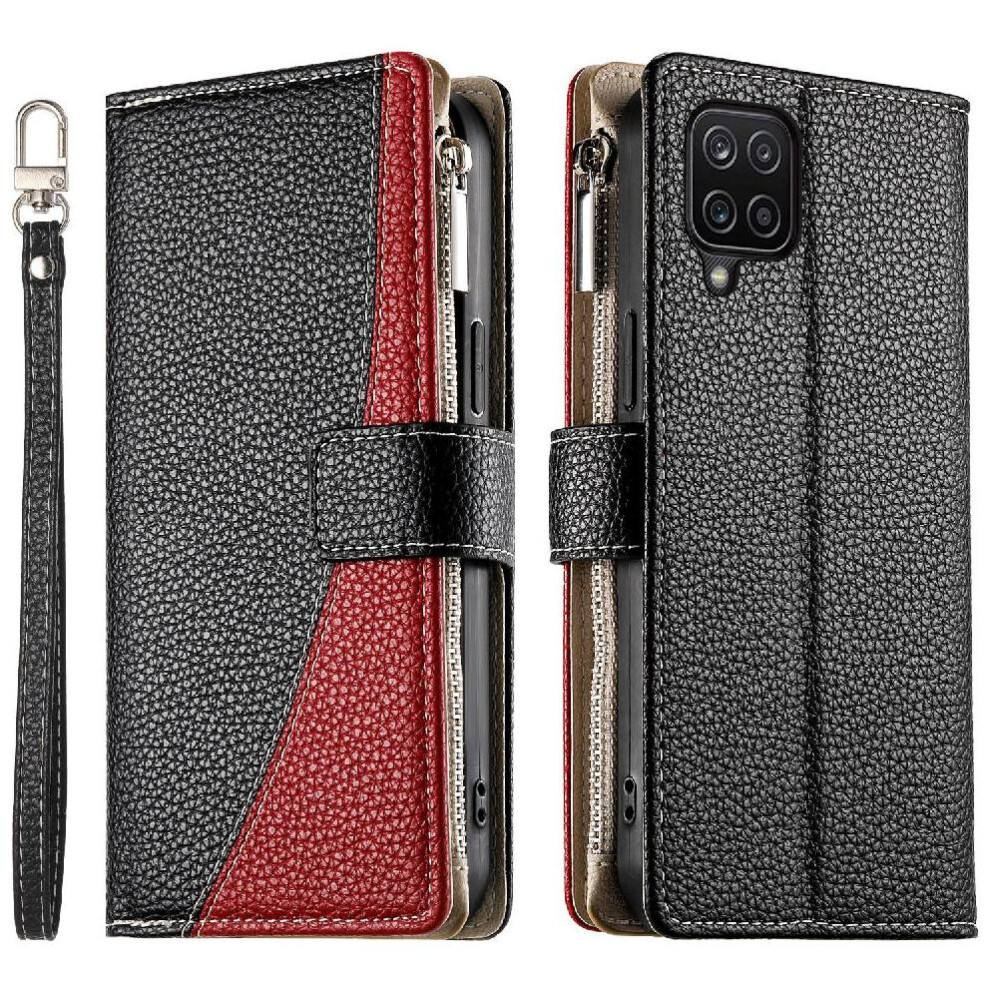 (Black) Flip Case For Samsung Galaxy A12/M12 Wallet Leather Case Card Slots Elegant Black 764563785254