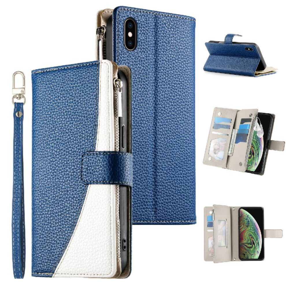 (Blue) Compatible With Iphone Xs Max Case Card Slots Wallet Leather Case Elegant Blue 764563785469