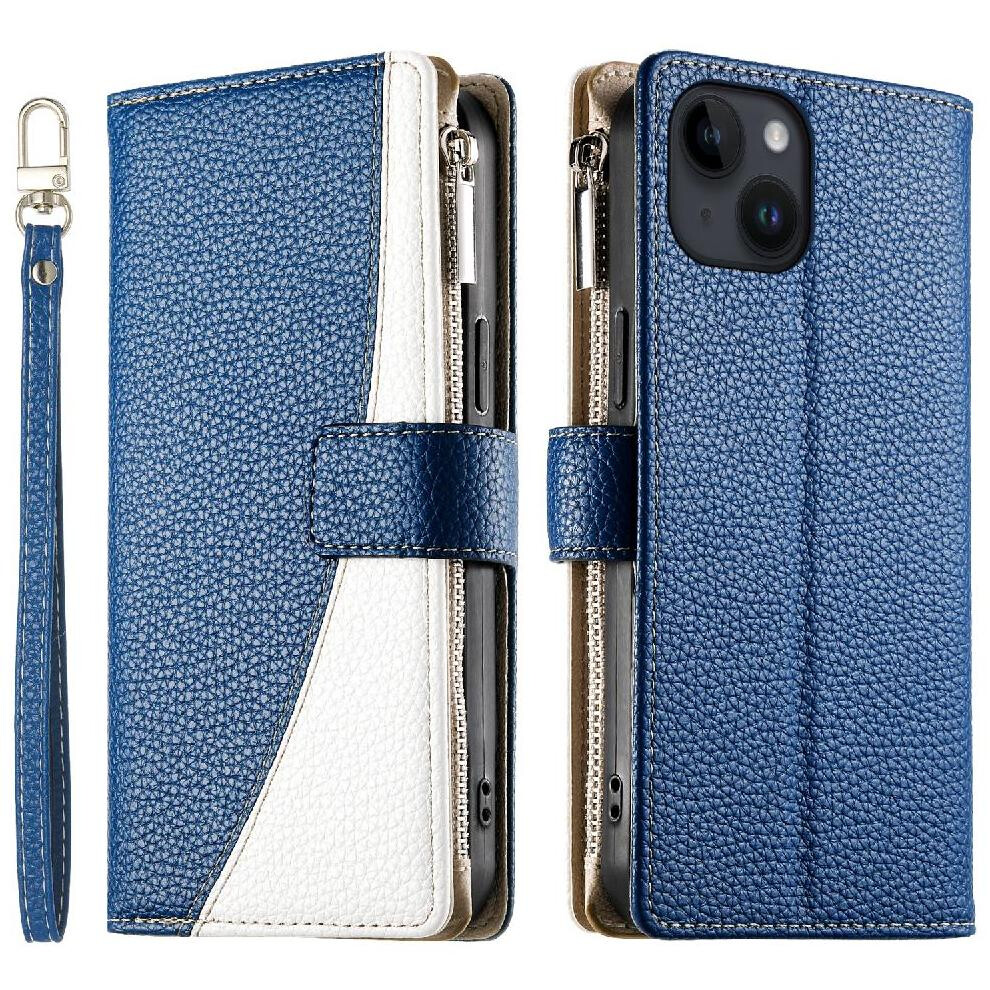 (Blue) Compatible With Iphone 14 Case Wallet Elegant Card Slots Leather Case Blue 764563785940