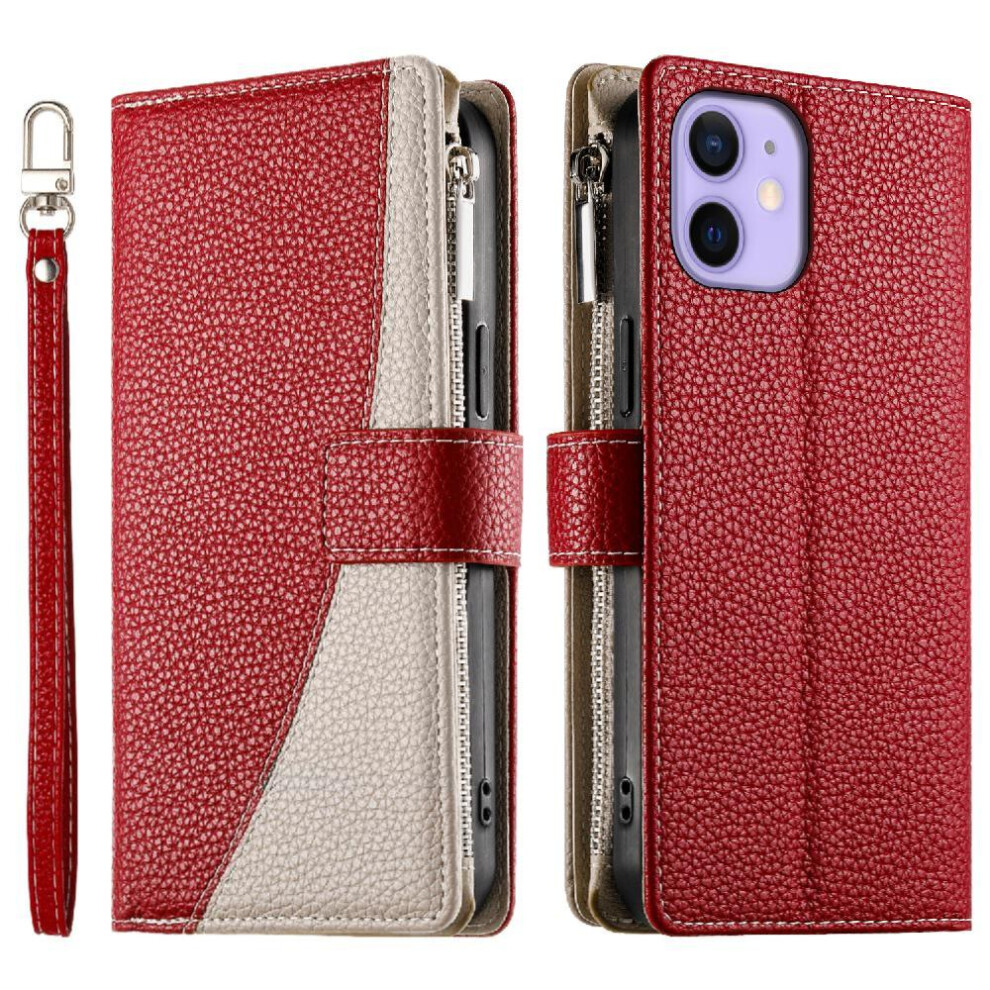 (Red) Compatible With Iphone 12 Mini Case Card Slots Elegant Leather Case Wallet Red 764563786312