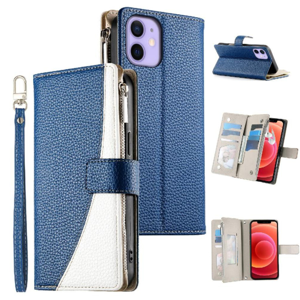 (Blue) Compatible With Iphone 12 Mini Case Card Slots Elegant Leather Case Wallet Blue 764563786305