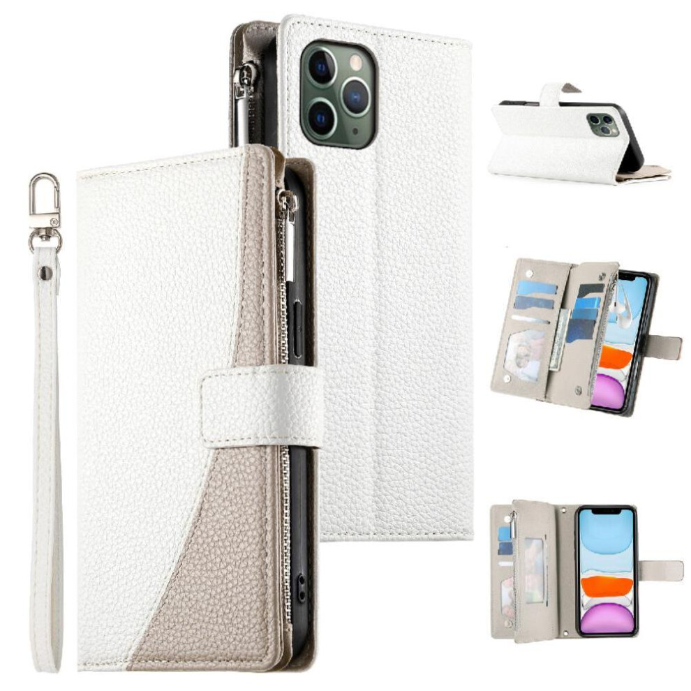 (White) Compatible With Iphone 11 Pro Case Elegant Wallet Card Slots Leather Case White 764563786411