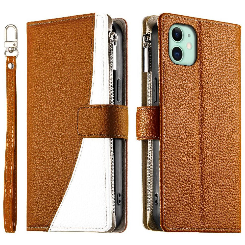 (Brown) Compatible With Iphone 11 Case Elegant Card Slots Leather Case Wallet Brown 764563786466