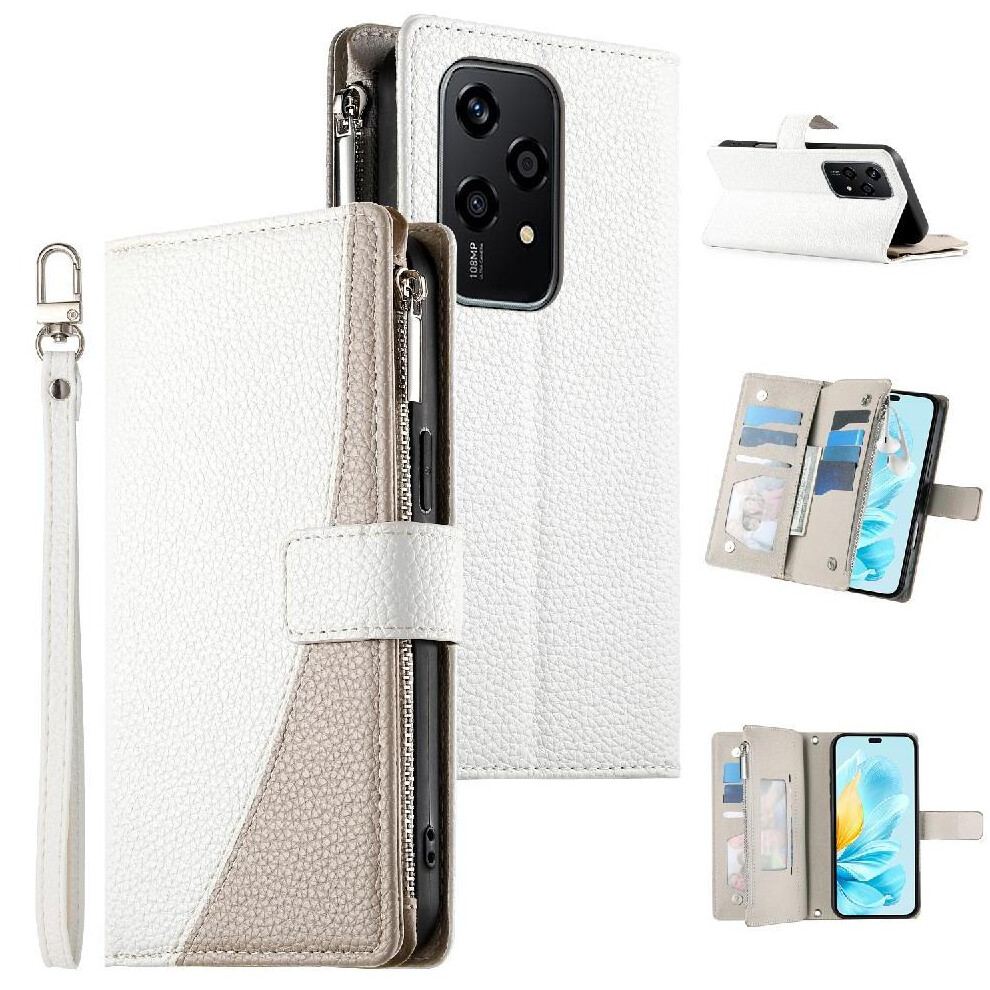 (White) Flip Case For Honor 200 Lite Wallet Elegant Leather Case Card Slots White 764563786770