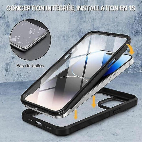 Full Case for Iphone 14 Pro Max + 1 Transparent Camera Glass 360 Black - XY 1