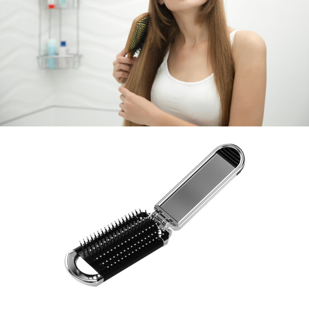 Portable Folding Hair Brush with Mirror Anti Static Pocket Hair Brush for Travel Car Gym Bag Purse