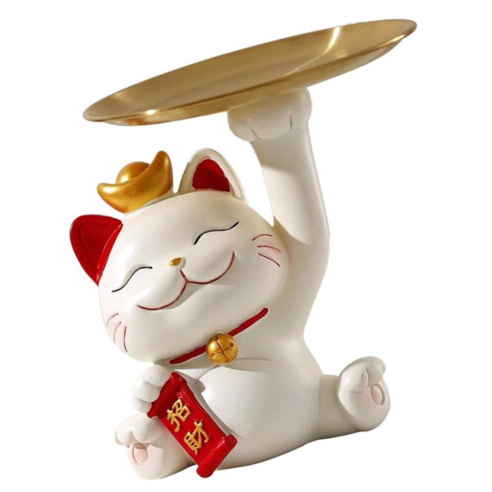 Fortune Cat Tray Storage Holder Bowl Large Capacity Resin Cute Statue Decor for Desktop Home Office Gifts-image-OPC-PHQX7TB-NEW