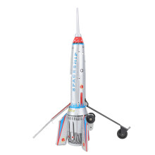 Tin Rocket Toy MS378 Vintage Decorative Collectible Rocket Ship Model for Home Bar Store