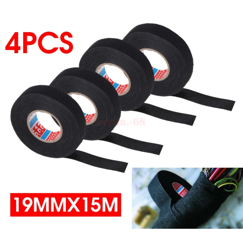 4Pcs 19Mmx 15M For Car Auto Adhesive Cloth Fabric Tape Cable Loom Wiring Harness Hot 6963793833238