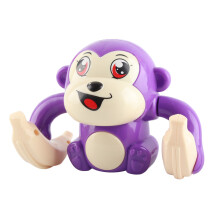 Electric Flip and Head Monkey Toys Sensory Developmental Tumbling Crawling Monkey Baby Toy with Light and Music Purple