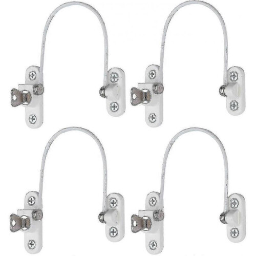 (White) 4 Pcs Window Restrictor Locks Window Restrictors Baby Security Window Locks Window Locks Door Locks - JA 1