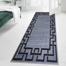 (80 x 150 cm (2 ft 8 in x 5 ft)– Large Kitchen Runner/Entryway Hallway Rug, Grey Black) Printed Modern Grey Rugs Area Carpet Runner Mat