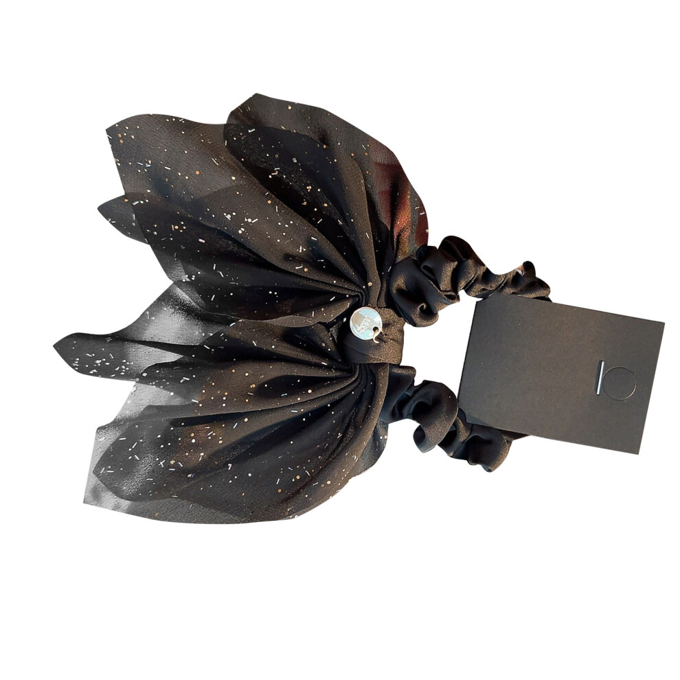 Hair Scrunchies with Bow Shiny Mesh Bowknot Ponytail Holders Scrunchies for Girls Women Black-image-OPC-PHQX9MD-NEW