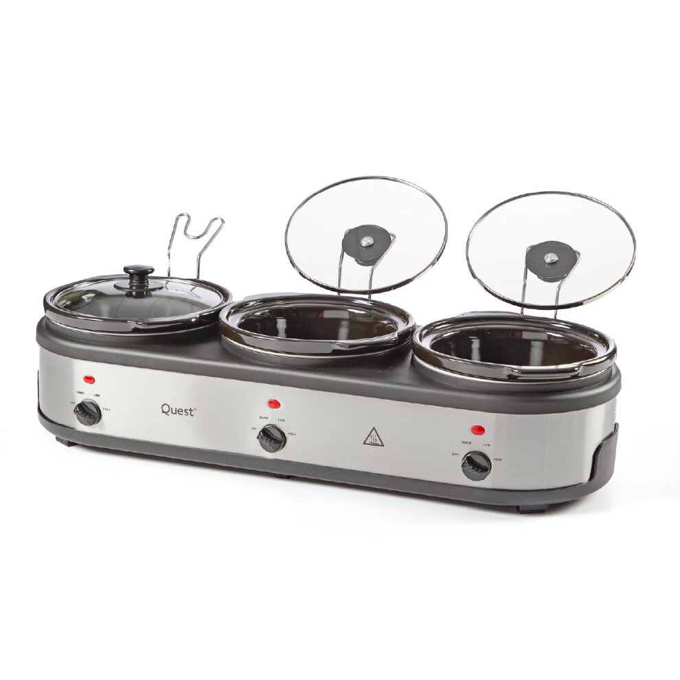 Quest 16530 3 Pot Electric Slow Cooker, Buffet Server & Food Warmer
