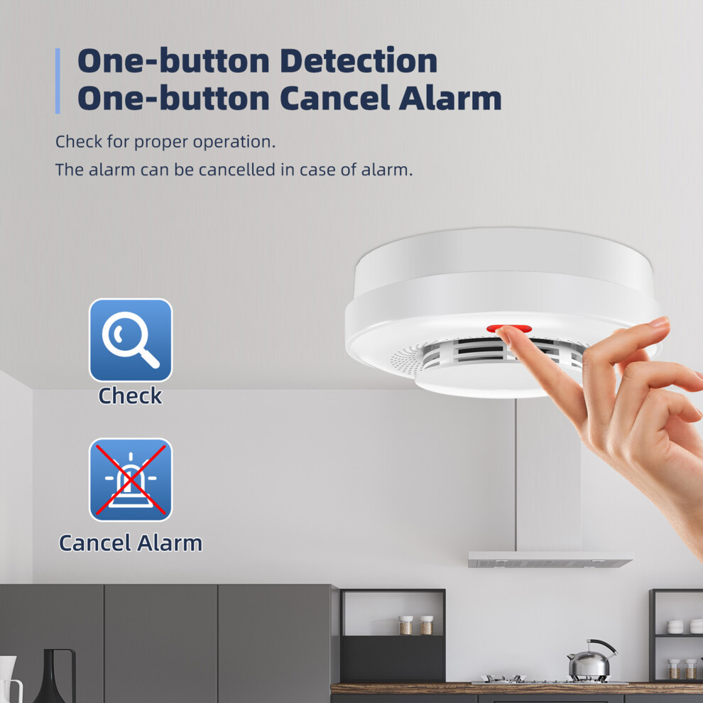 Smoke Detector Fire Alarms 360 Degree Detection High Sensitivity Sensing 433 Wireless Transmission Fire Alarm Auto-Check For Home Rv Hotel 9381314564435