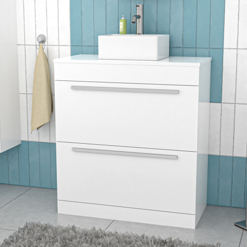 NES Home Nes Home 800mm White Basin Vanity And Rectangle Counter Top Basin Sink Unit 1