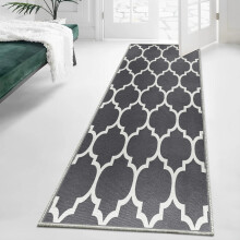 (80 x 150 cm (2 ft 8 in x 5 ft)– Large Kitchen Runner/Entryway Hallway Rug, Grey White) Printed Modern Grey Rugs Area Carpet Runner Mat