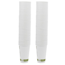 (100) Paper Coffee Cups 16oz White Compostable Takeaway