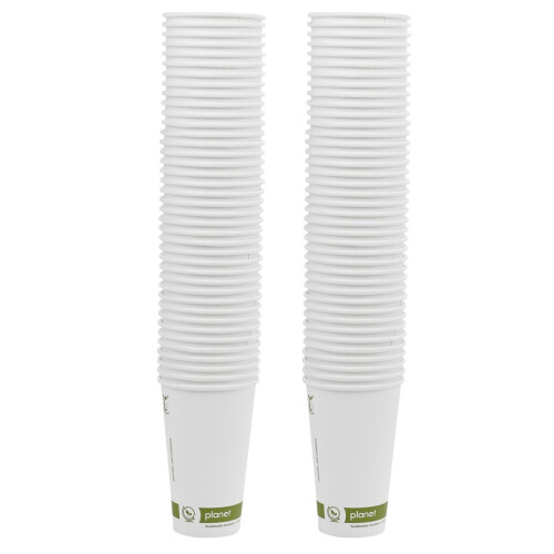URBN Living (100) Paper Coffee Cups 16oz White Compostable Takeaway
