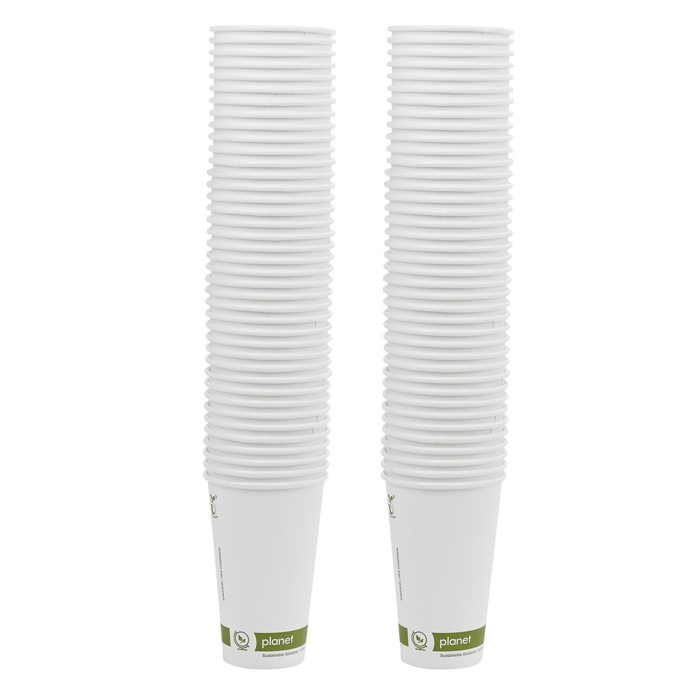 Urbn Living (100) Paper Coffee Cups 16Oz Compostable Takeaway White