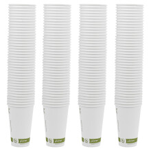 (200) Paper Coffee Cups 16oz White Compostable Takeaway