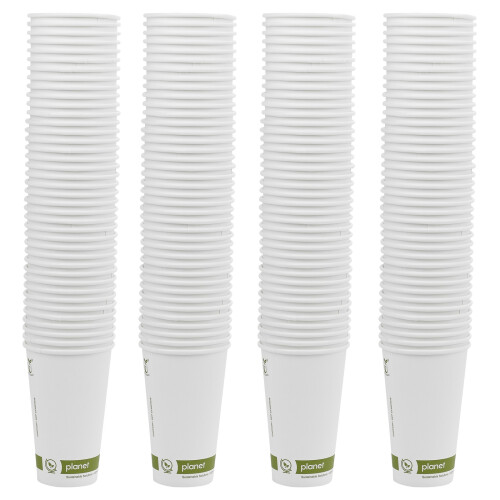 URBN Living (200) Paper Coffee Cups 16oz White Compostable Takeaway
