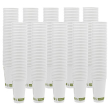 (500) Paper Coffee Cups 16oz White Compostable Takeaway