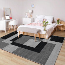 (120 x 170 cm (4 ft x 5 ft 8 in)– Small Area Rug for Living Room/Bedroom/Office, Black Grey Silver) Printed Modern Grey Rugs Area Carpet Runner Mat