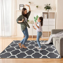 (120 x 170 cm (4 ft x 5 ft 8 in)– Small Area Rug for Living Room/Bedroom/Office, Grey White) Printed Modern Grey Rugs Area Carpet Runner Mat