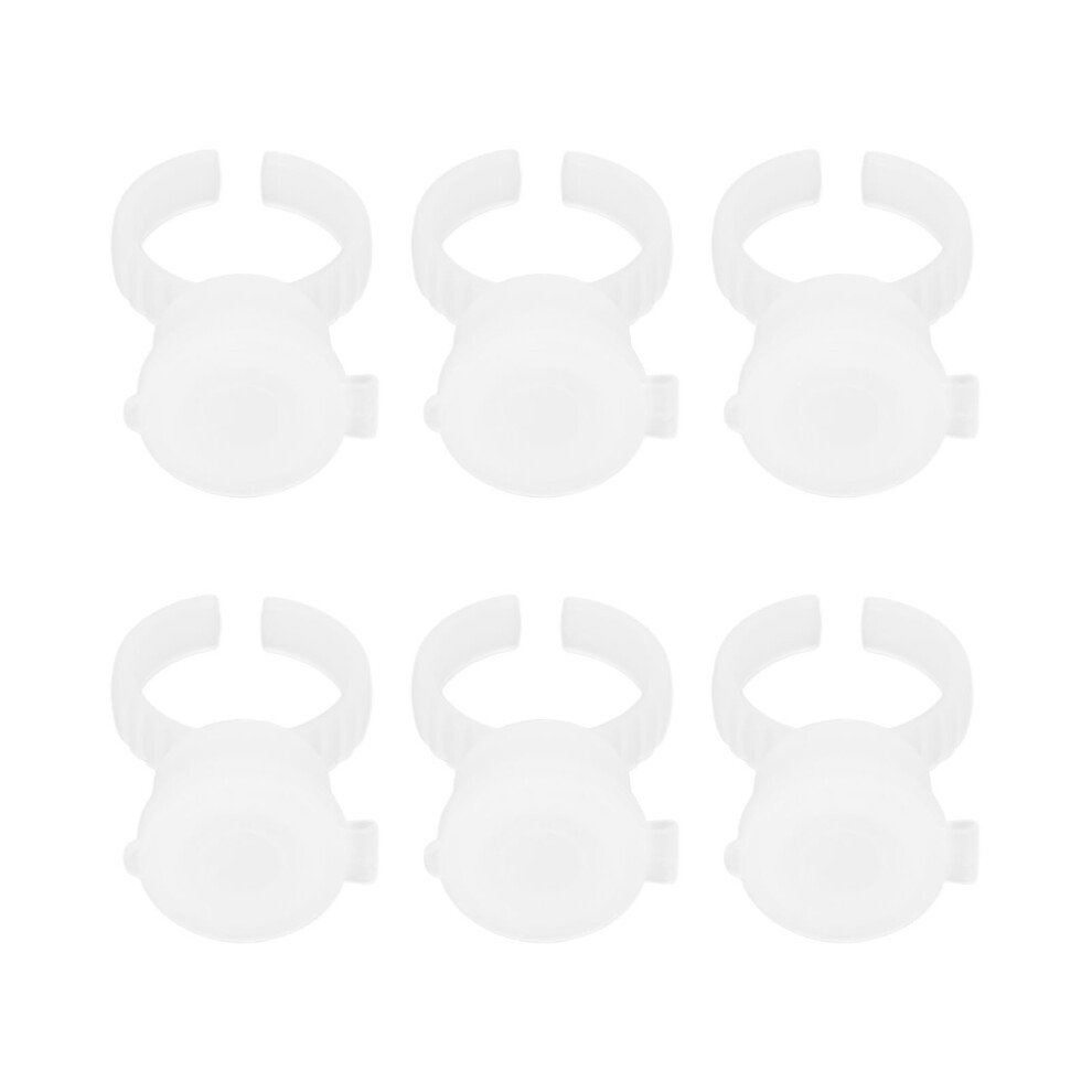 White 100Pcs Disposable Tattoo Ink Ring Cup With Dustproof Lid Microblading Pigment Ring Cup For Eyelash Extension