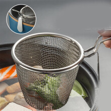 Deep Fryer Basket Round 304 Stainless Steel Fry Baskets with Handle for French Chips Onion Rings Chicken Pasta