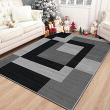 (160 x 230 cm (5 ft 3 in x 7 ft 8 in)– Large Area Rug for Living Room Bedroom Lounge, Black Grey Silver) Printed Modern Grey Rugs Area Carpet Runner Mat