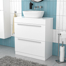 Nes Home 800mm White Basin Vanity And Rounded Rectangle Basin Sink Unit