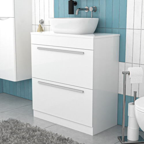 NES Home Nes Home 800mm White Basin Vanity And Rounded Rectangle Basin Sink Unit 2