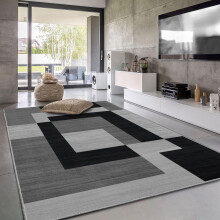 (200 x 290 cm (6 ft 7 in x 9 ft 6 in)– Extra Large Area Rug for Living Room/Bedroom/Dining Room, Black Grey Silver) Printed Modern Grey Rugs Area Carpet Runner Mat