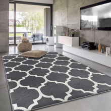 (200 x 290 cm (6 ft 7 in x 9 ft 6 in)– Extra Large Area Rug for Living Room/Bedroom/Dining Room, Grey White) Printed Modern Grey Rugs Area Carpet Runner Mat