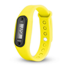 (yellow) LCD Wrist Watch Pedometer Sports Step Distance Calorie Counter Bracelet