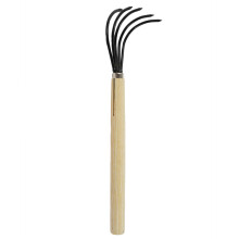 5-Claw Rake Hand Cultivator with Long Wooden Handle, Bendproof Garden Hand Rake Tool, Great for Loosening or Weeding Soil