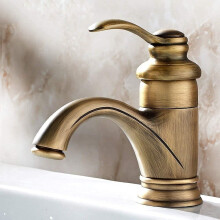 Antique Brass Kitchen Waterfall Basin Sink Mixer Tap Traditional Ceramic Single Handle Single Lever Bathroom Washbasin Water