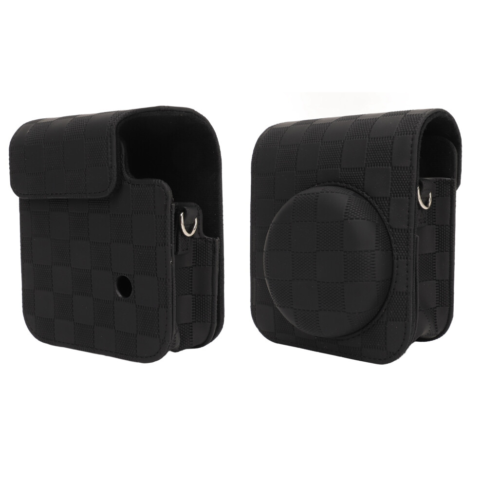 For Mini 12 Camera Protective Case Vintage Checkerboard Plaid Portable Travel Storage Cover Bag With Shoulder Strap Black 9331314580683