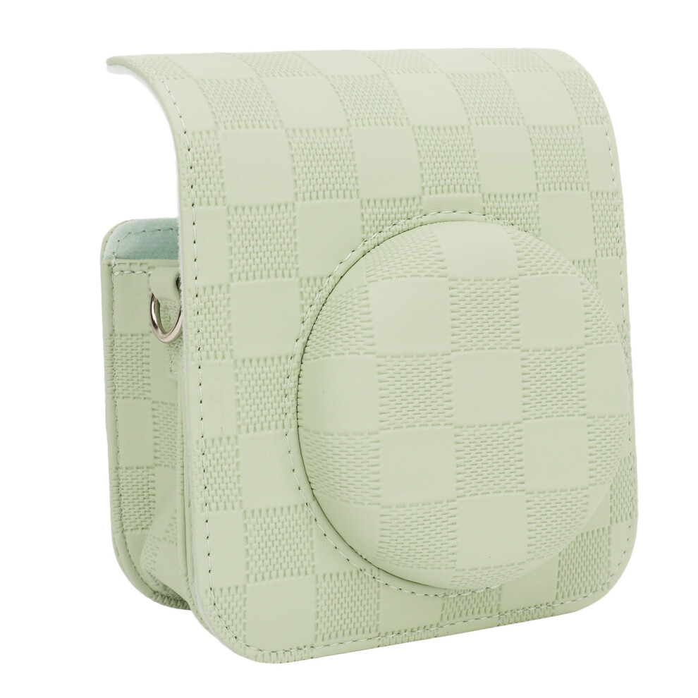 For Mini 12 Camera Protective Case Vintage Checkerboard Plaid Portable Travel Storage Cover Bag With Shoulder Strap Green 3371314580715