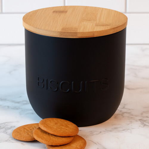 URBN-CHEF (Biscuit) Black Storage Airtight Container Jar Set with Bamboo Lid 2