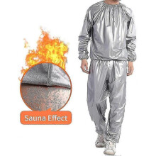 (3XL, Silver) Unisex Sweat Sauna Suit Lose Weight Slimming Anti Rip Workout Training Clothes