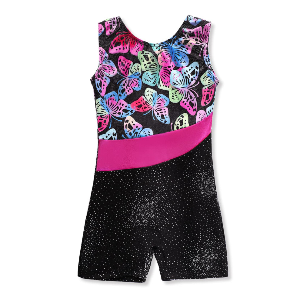 Justaucorps de gymnastique HOZIY pour filles et enfants, taille 5 ? 6 ans, papillons brillants