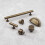 (30mm Knob	) Antique Brass Hammered T-Bar Handle & Knobs 3